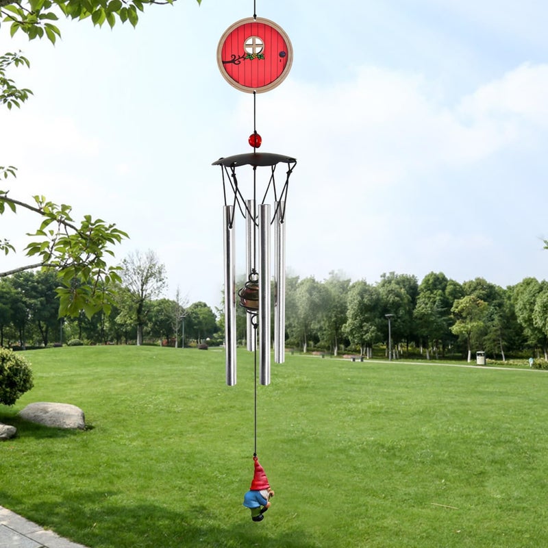 Howarmer Wind Chimes for Outside 24" Red Fairy Garden Door Wind Chimes Outdoor Home Patio Garden Decor Windchimes Outdoors Gift Ideas for Women Mom Grandma Sisters - Image 1